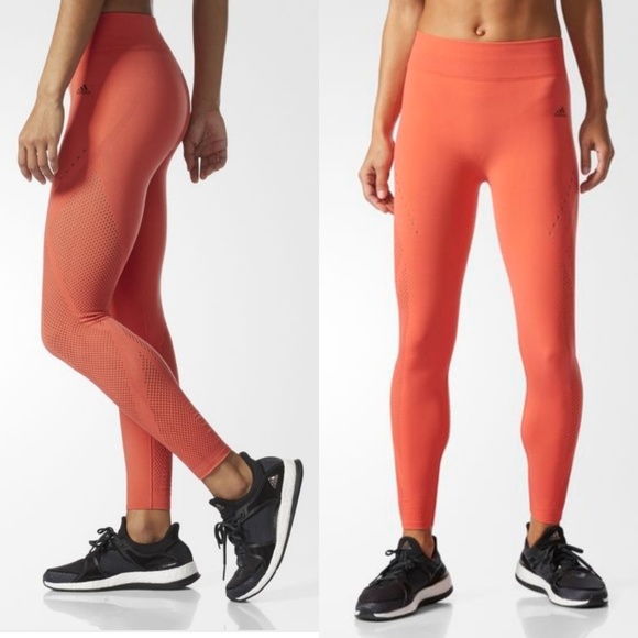 adidas Pants - adidas Warp Knit Melon Orange Mesh Tights